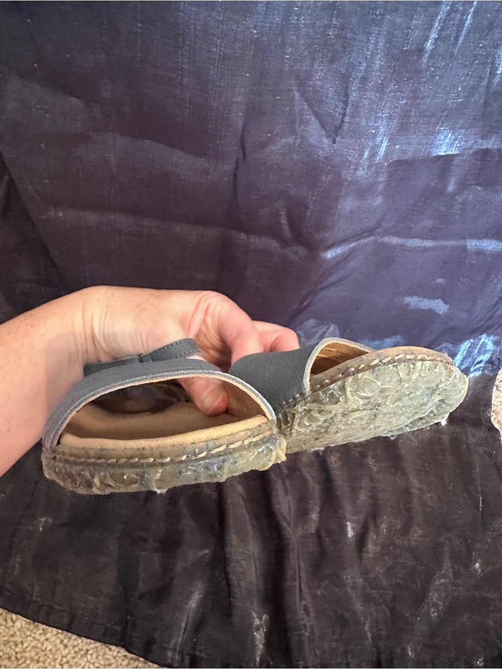 El Naturalista Blue-Gray Leather Strappy Sandals Velcro strap EU 39 US 8.5 eco - Picture 8 of 12